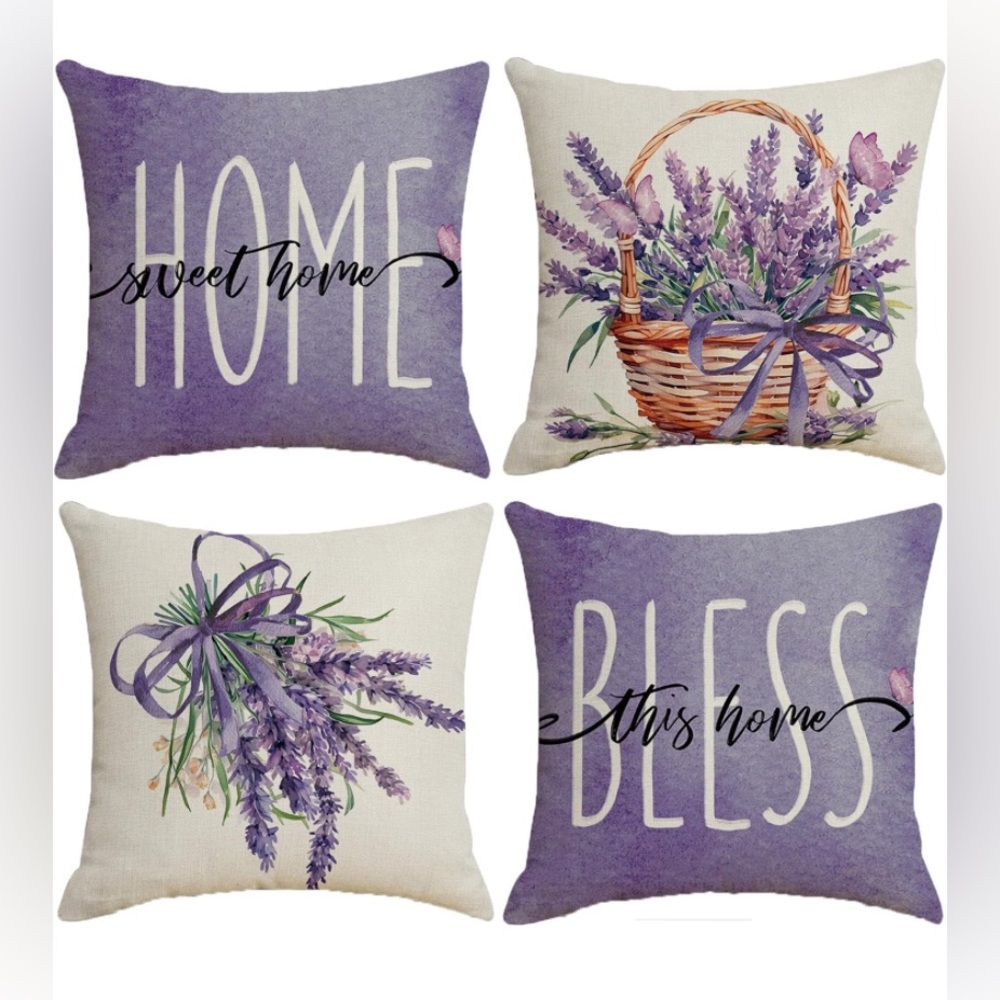 New! Decorative Throw Pillow Covers Plant Lavender - 18 x 18 4 pack